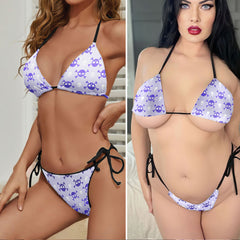 Pastel Purple Punk Skull Micro Triangle Bikini Swimsuit