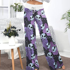 Purple Nightmare Silk Spider Women's High-waisted Wide Leg Pants | Wonder Skull