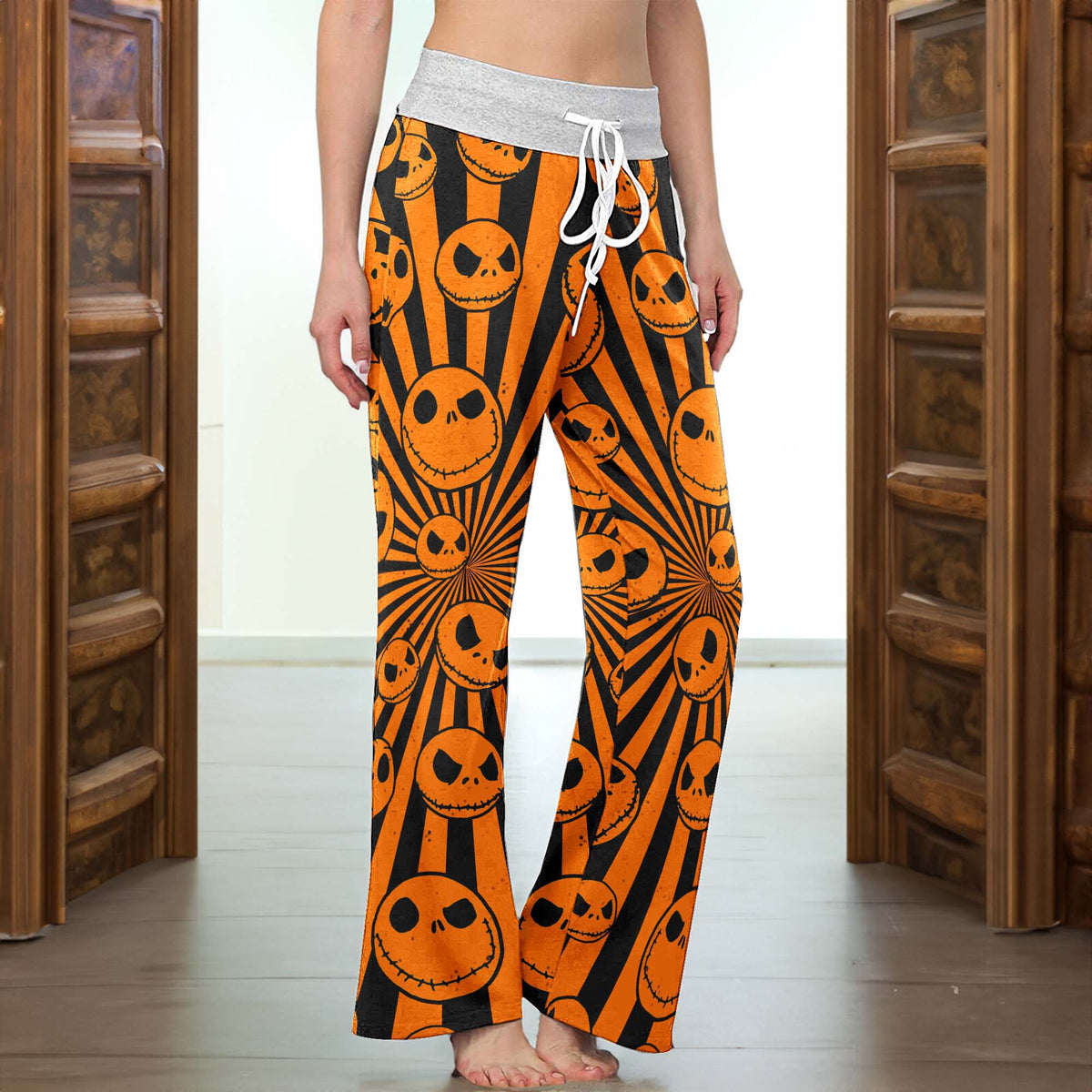 Radiant Reaper Pattern Women's High-waisted Wide Leg Pants