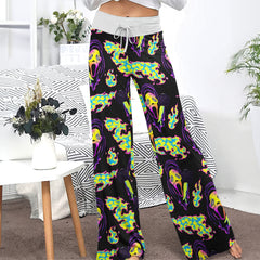 Violet Ghost Scary Women's High-waisted Wide Leg Pants | Wonder Skull