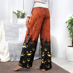 Emo Nightmare Halloween Theme Women's High-waisted Wide Leg Pants | Wonder Skull