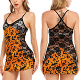 Orange Skull Bat Women's Black Lace Babydolls Nightgowns | Women Sleepwear Babydoll, Nightgowns