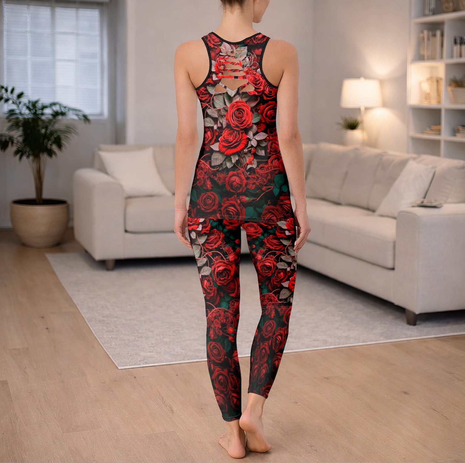 Gothic Rose Skeleton Art Tanktop and Leggings