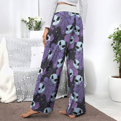 Purple Nightmare Silk Spider Women's High-waisted Wide Leg Pants | Wonder Skull