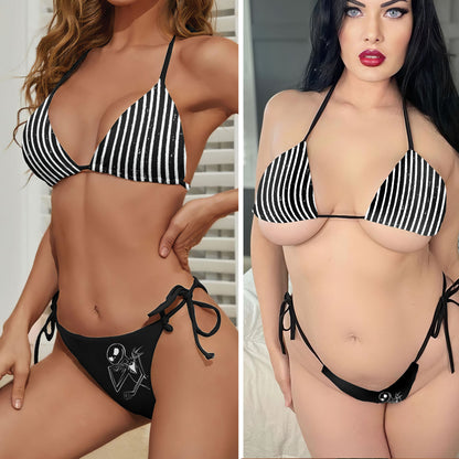 Shadow Skeleton Art Micro Triangle Bikini Swimsuit