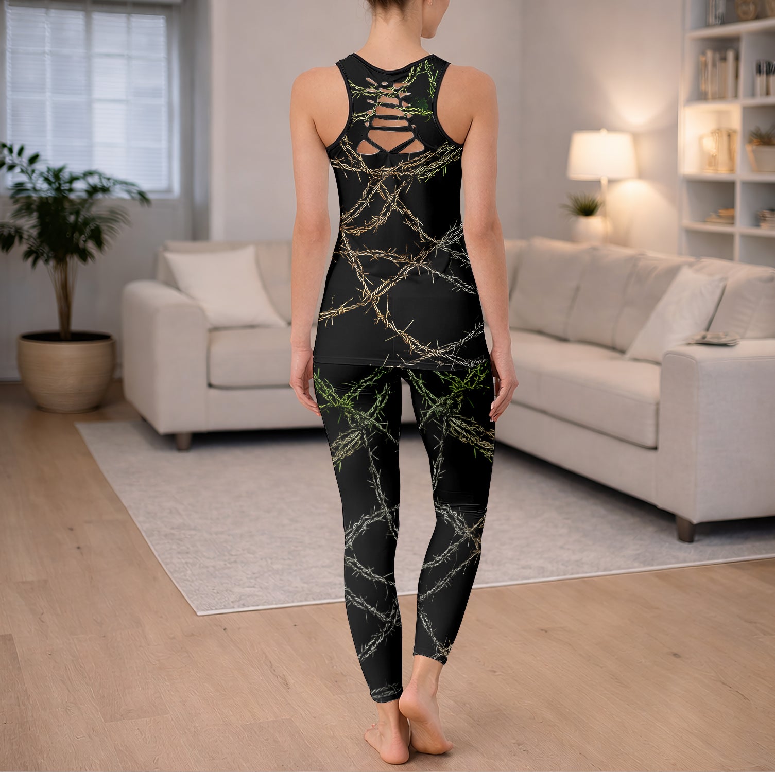 Barbed Skulls Art Tanktop and Leggings