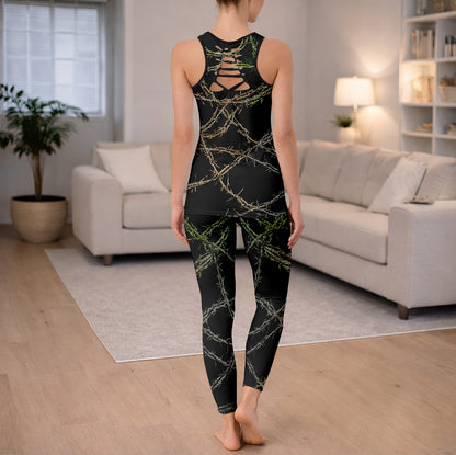 Barbed Skulls Art Tanktop and Leggings