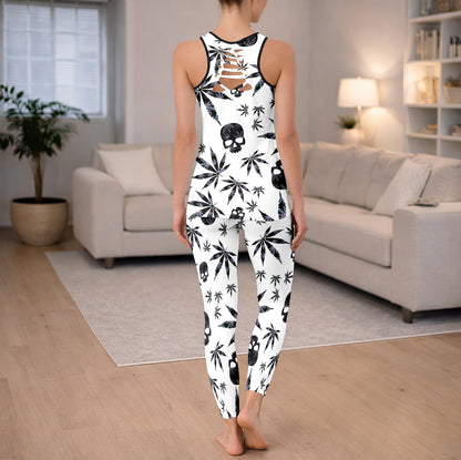 Dark Skull Mosaic Pattern Tanktop and Legging