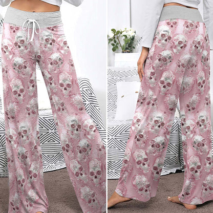 Neon Skull Mosaic Chrome Women's High-waisted Wide Leg Pants