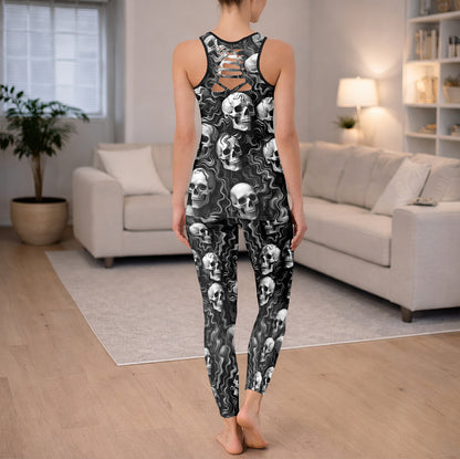 Phantom Wave Skulls Pattern Tanktop and Leggings