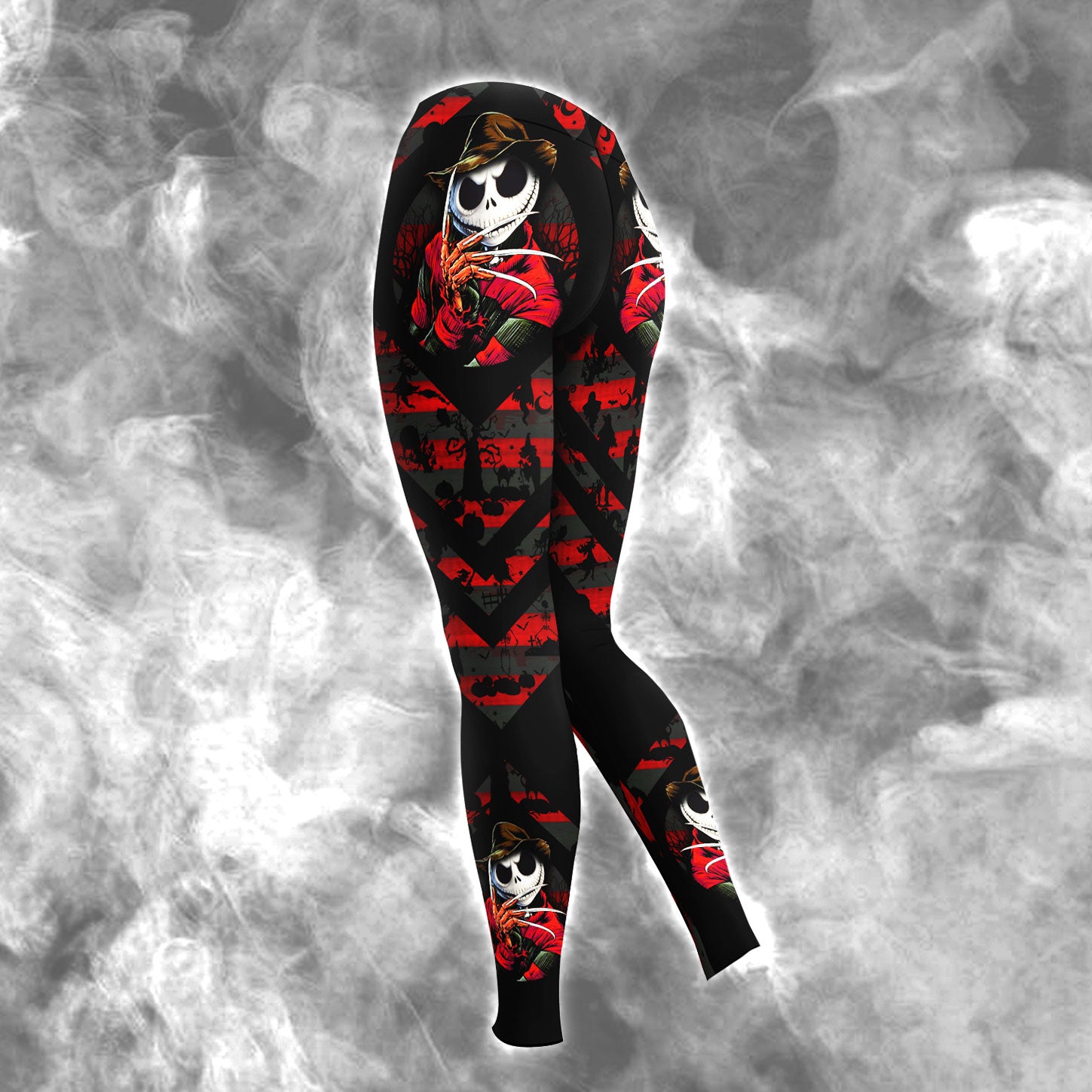 Dark Nightmare Art Theme Combo Hoodie and Leggings - Dark and edgy matching set with skull designs for a unique and stylish look.