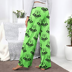 Green Baby Devil Art Women's High-waisted Wide Leg Pants | Wonder Skull