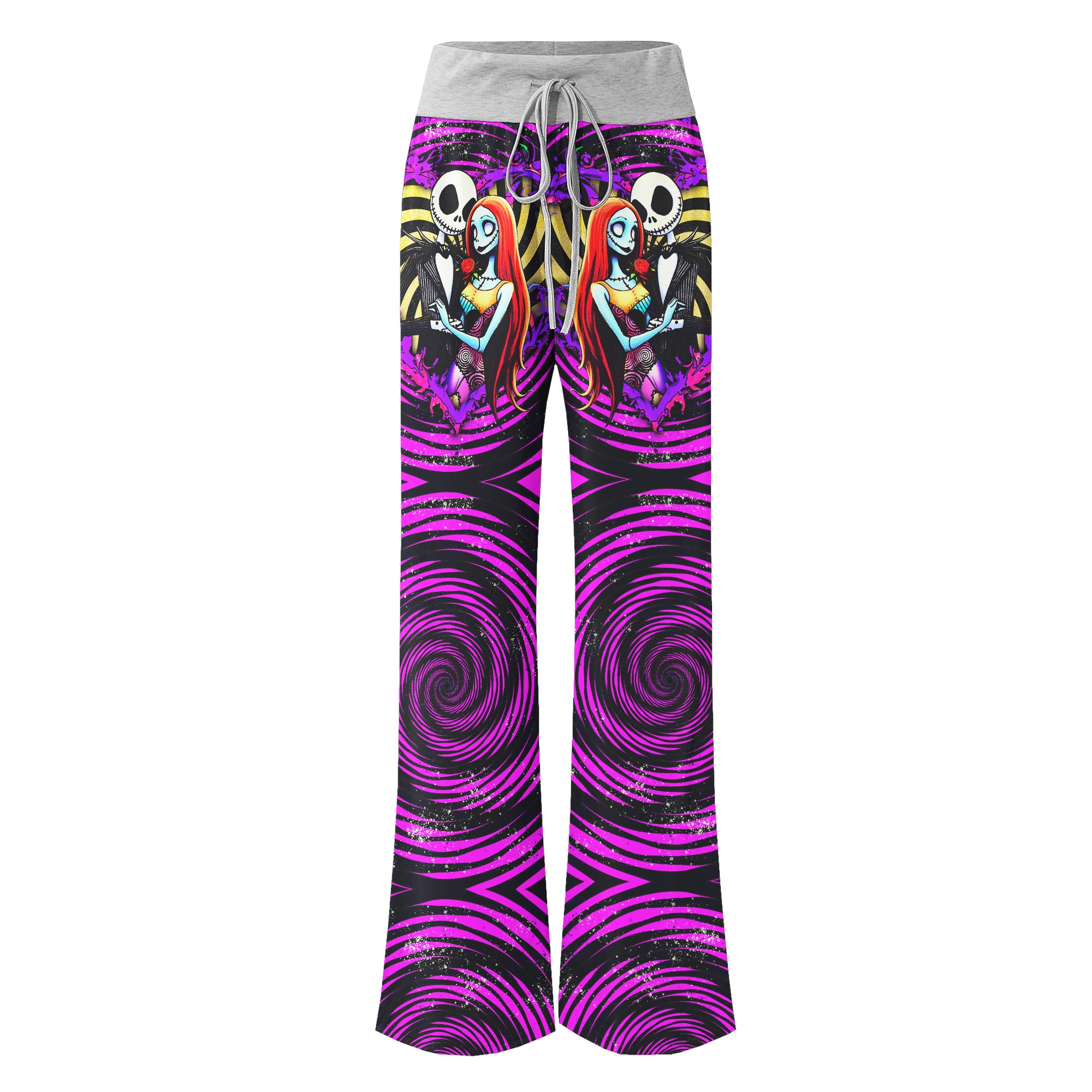 Purple Couple Nightmare Theme Women's High-waisted Wide Leg Pants | Wonder Skull