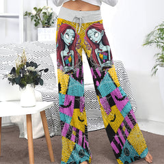 Halloween Nightmare Theme Art Women's High-waisted Wide Leg Pants | Wonder Skull