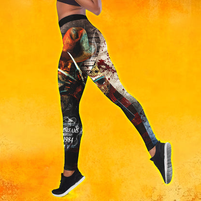 Unique horror-themed fashion ensemble: tanktop and leggings