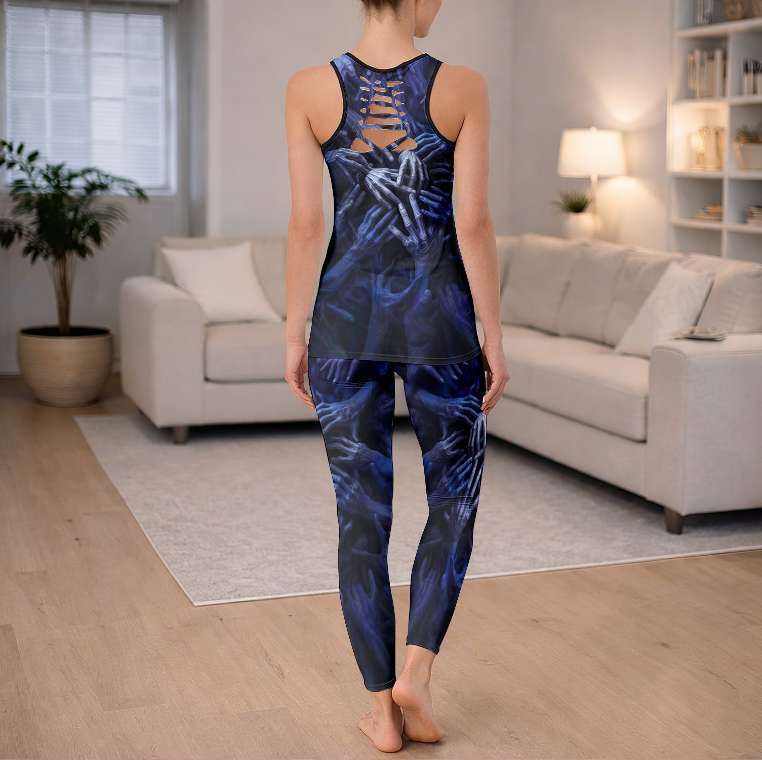 Deep Blue Skull Grasp Tanktop and Legging