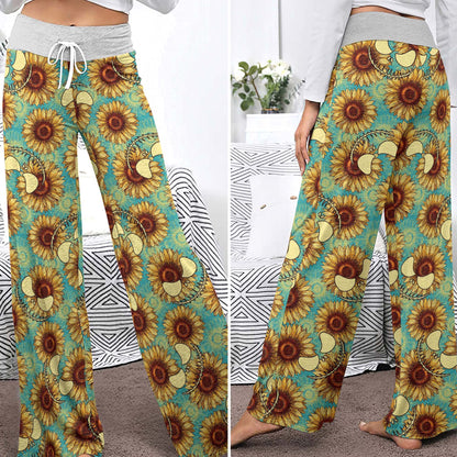 Dark Floral Smile Women's High-waisted Wide Leg Pants