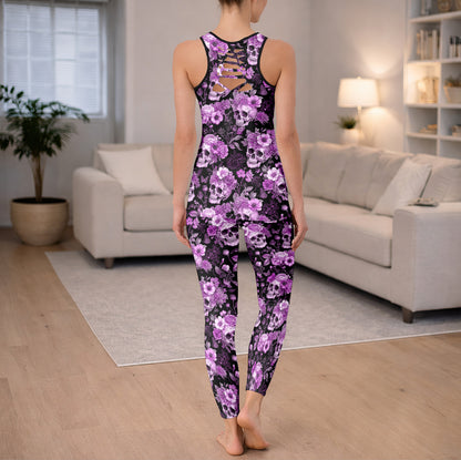 Dark Floral Skull Baroque Tanktop and Legging