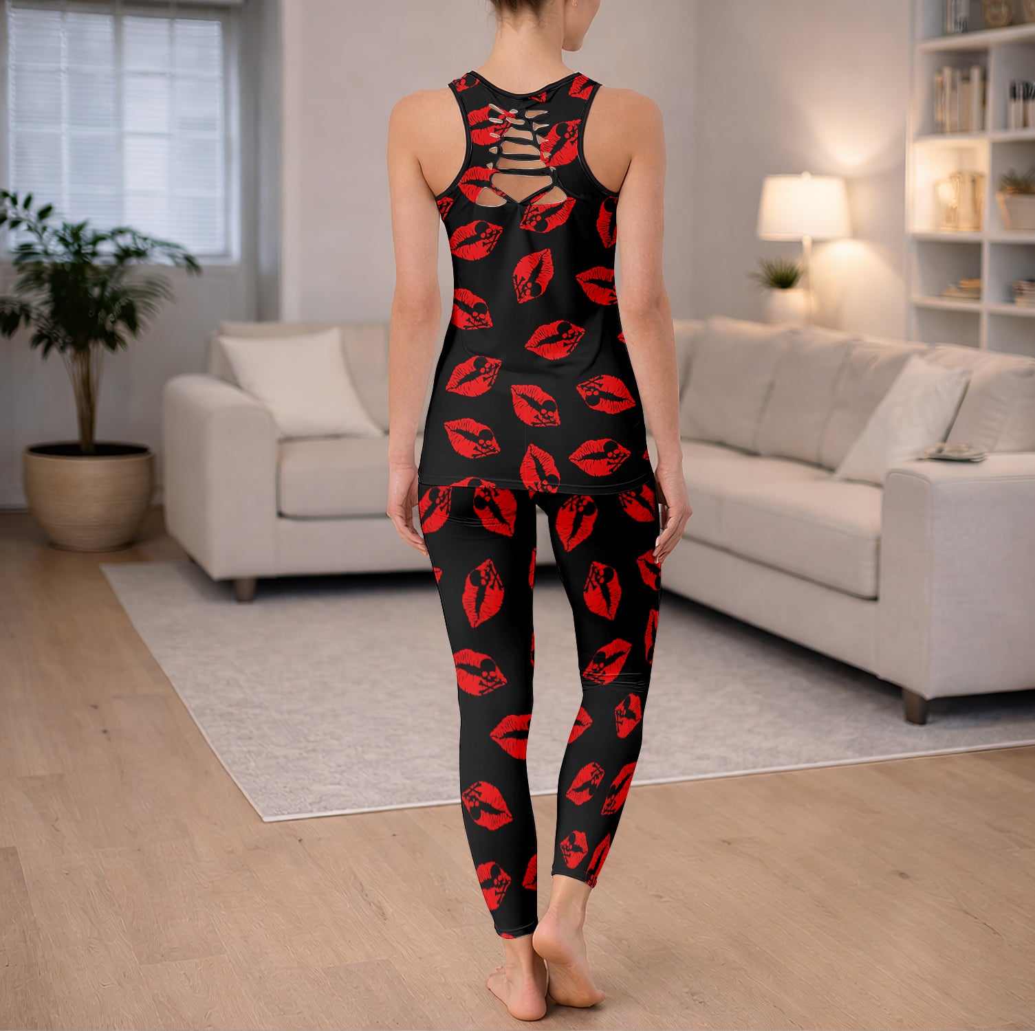 Dark Romance Lips Pattern Tanktop and Legging