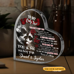 To The Day - Customized Skull Couple Crystal Heart Anniversary Gifts