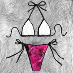 Pink Neo Psycho Skull Micro Triangle Bikini Swimsuit - Wonder Skull