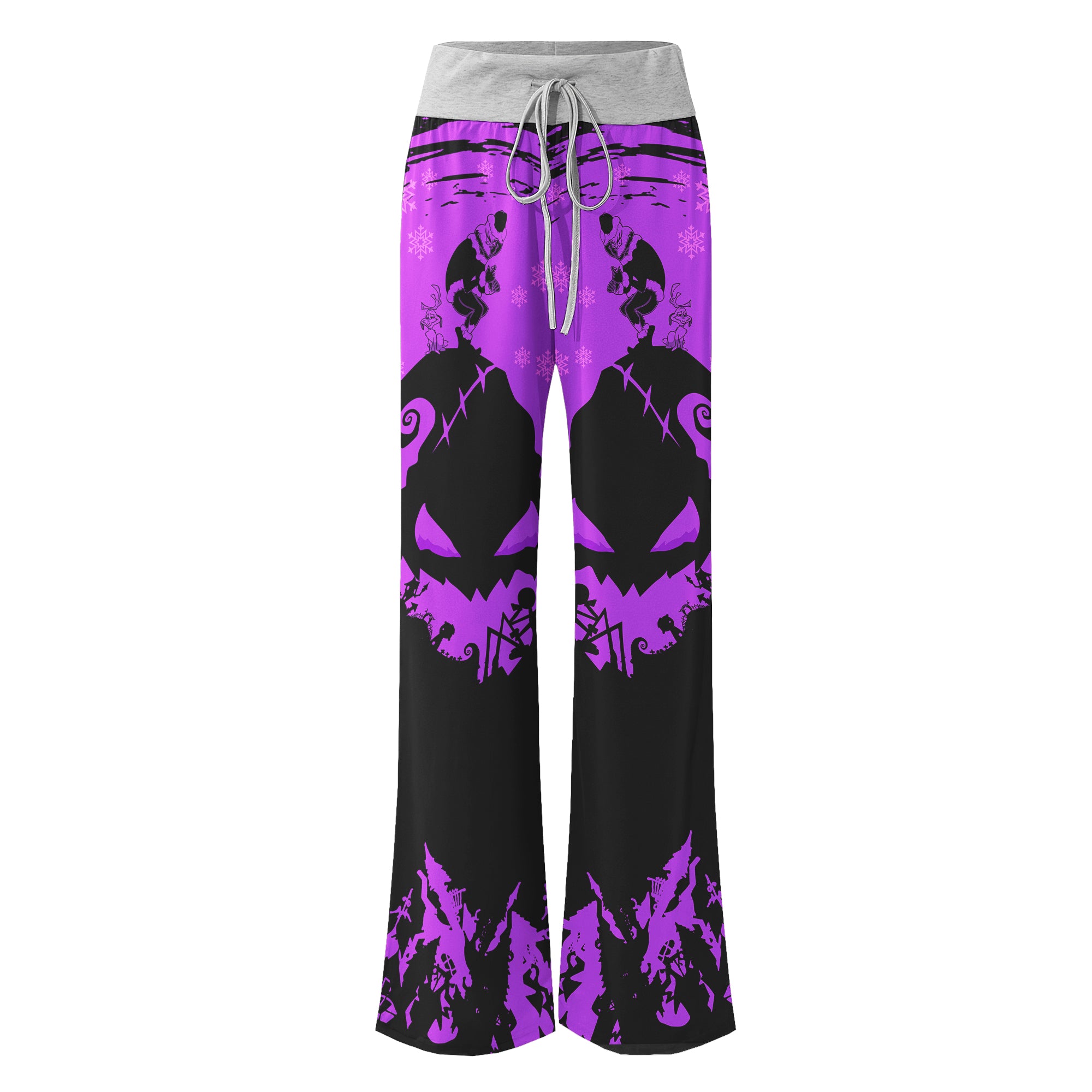 Purple Nightmare Christmas Theme Women's High-waisted Wide Leg Pants | Wonder Skull