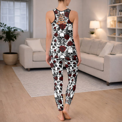Dark Floral Skull Baroque Tanktop and Legging