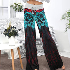 Skull Butterfly Dark Theme Women's High-waisted Wide Leg Pants | Wonder Skull