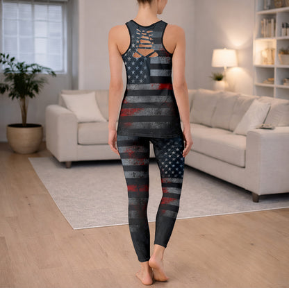Patrotic Grunge Skull Tanktop and Legging
