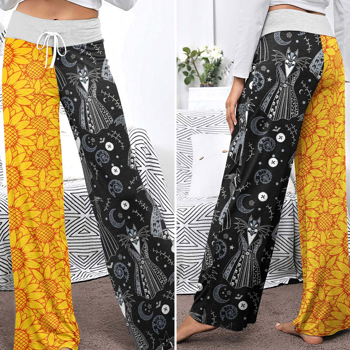 Midnight Gothic Carnival Women's High-waisted Wide Leg Pants