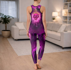 Pink Neon Heart Skull Tanktop and Legging