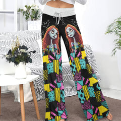 Nightmare Art Theme Women's High-waisted Wide Leg Pants | Wonder Skull