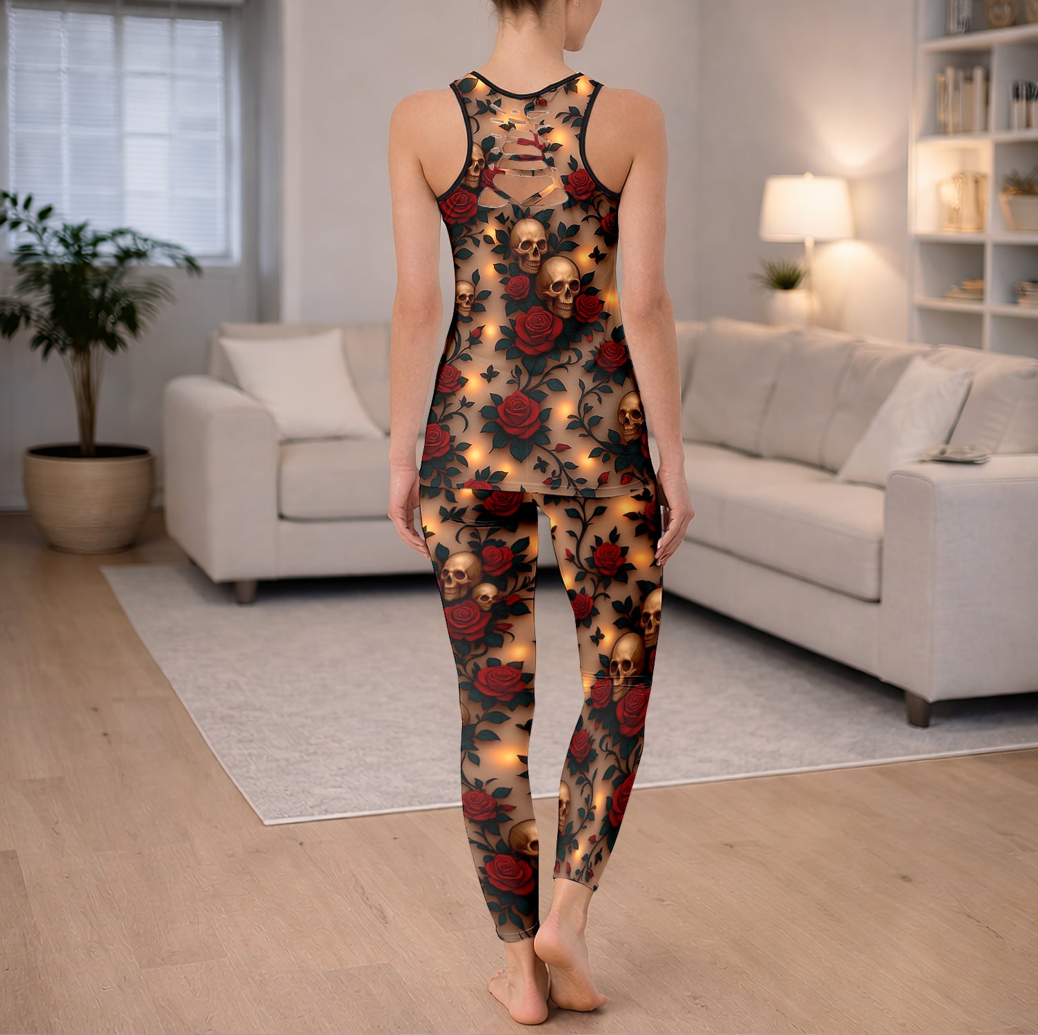 Dark Romantic Skulls Tanktop and Leggings