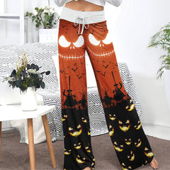 Emo Nightmare Halloween Theme Women's High-waisted Wide Leg Pants | Wonder Skull