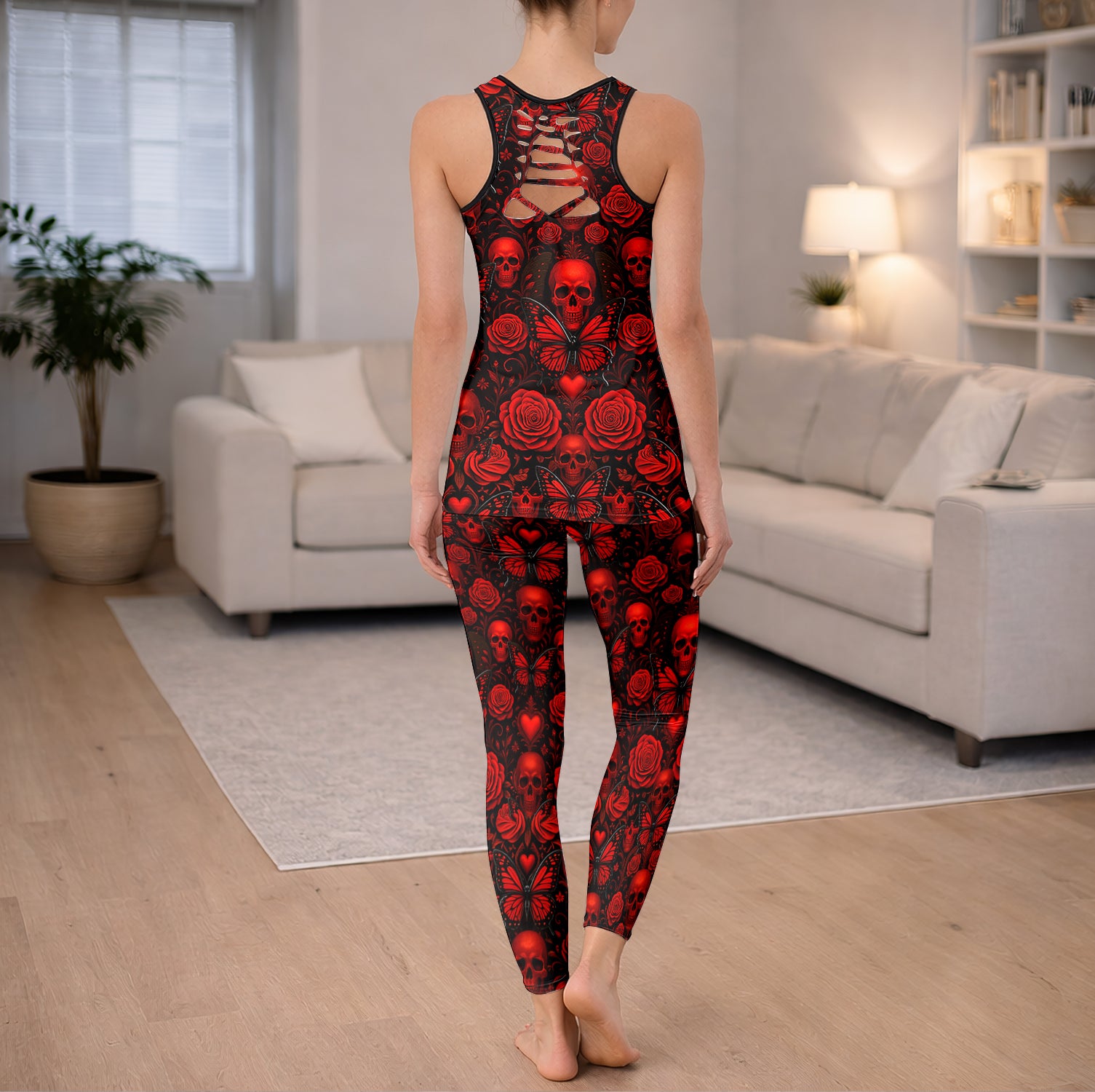 Ruby Blood Skull Romance Tanktop and Leggings
