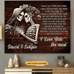 Love You More - Custom Personalized Names Gothic Skull And Roses Canvas