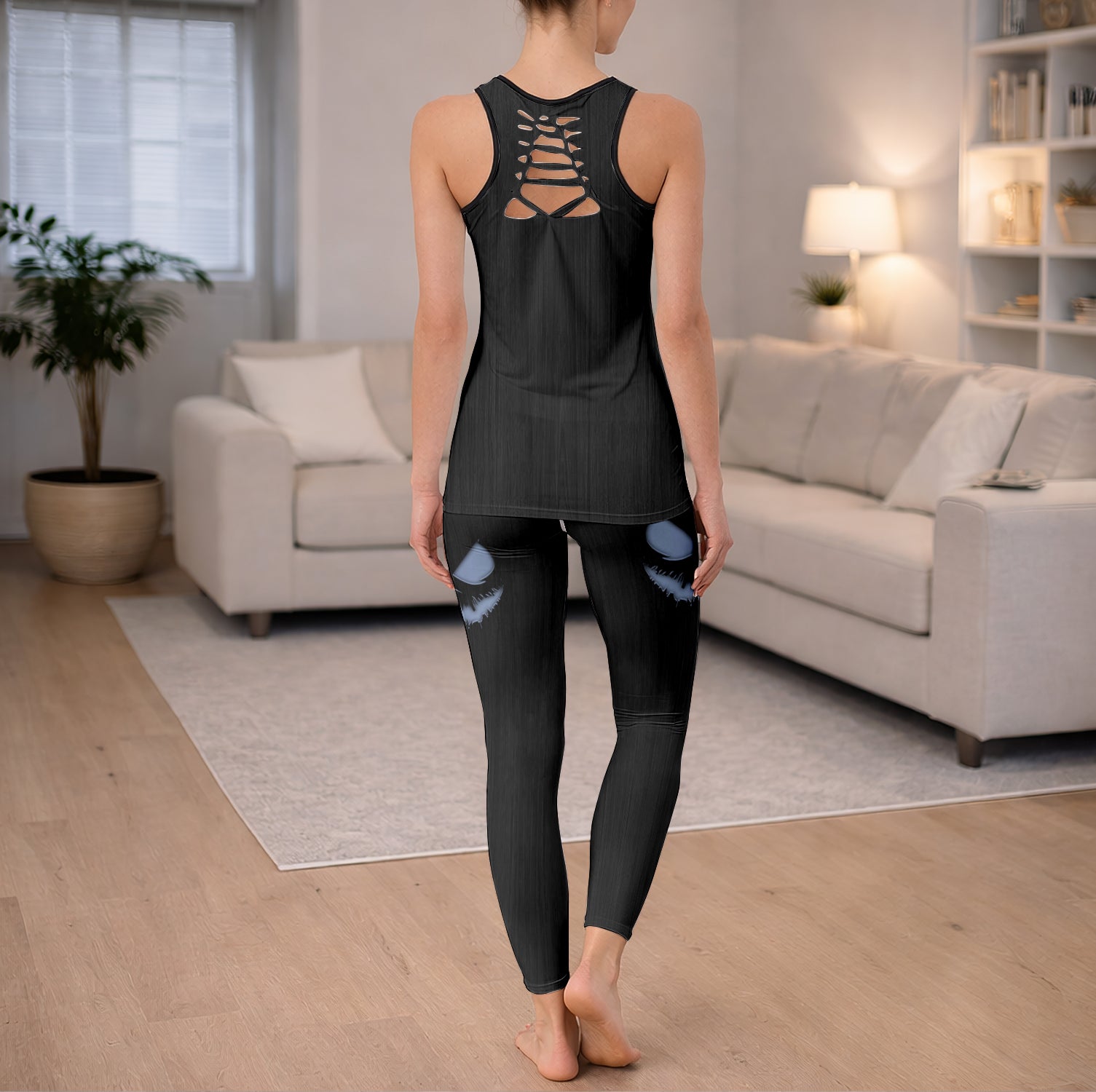 Midnight Smirk Skull Art Tanktop and Leggings