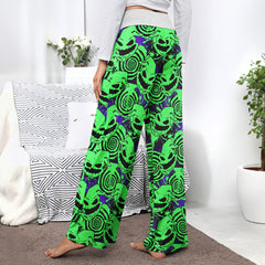 Green Nightmare Paint Women's High-waisted Wide Leg Pants | Wonder Skull