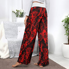 Red Skull Smoke Women's High-waisted Wide Leg Pants | Wonder Skull