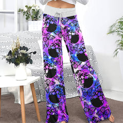 Purple Smoke Skull Butterfly Women's High-waisted Wide Leg Pants | Wonder Skull