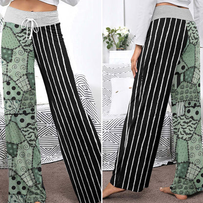 Mint Macabre Patchwork Women's High-waisted Wide Leg Pants