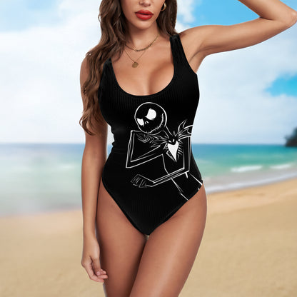 One Piece Bikini Shadow Skeleton Art Print Swimwear