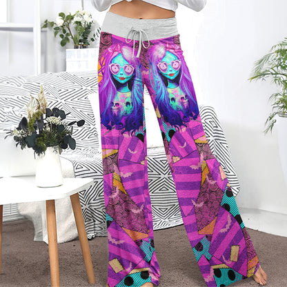Pink Movie Theme Art Women's High-waisted Wide Leg Pants | Wonder Skull