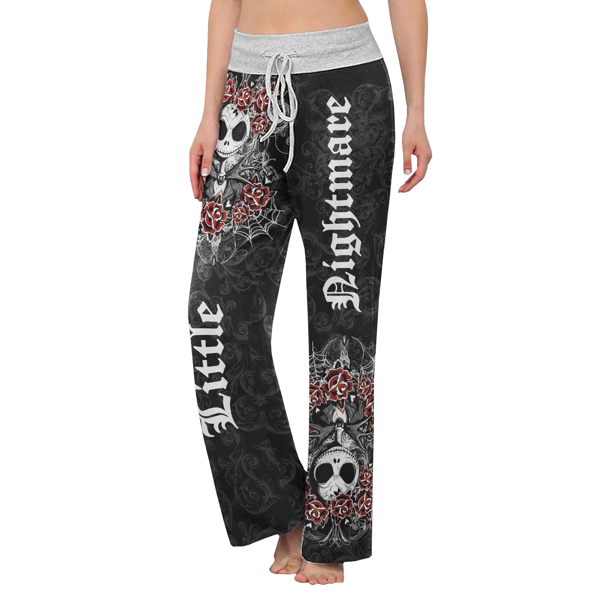 Nightmare Theme Gothic Art Women's High-waisted Wide Leg Pants | Wonder Skull
