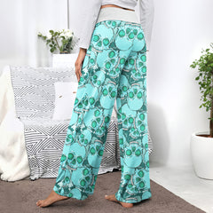 Cyan Baby Skull Women's High-waisted Wide Leg Pants | Wonder Skull