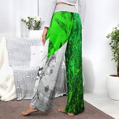 Psycho Green Grunge Women's High-waisted Wide Leg Pants | Wonder Skull