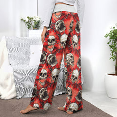 Skull Abstract Gothic Women's High-waisted Wide Leg Pants | Wonder Skull