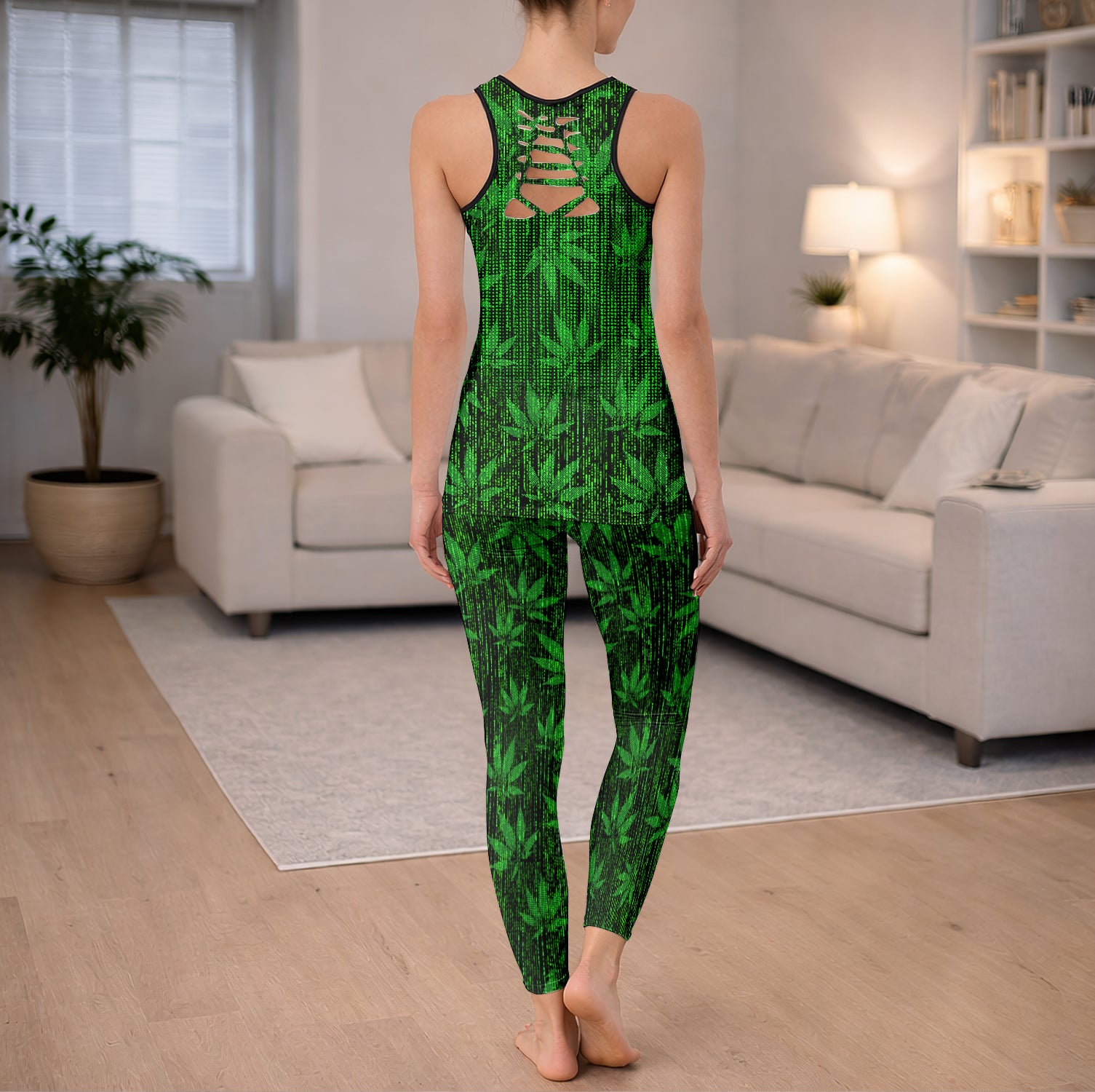 Green Glitch King Art Tanktop and Leggings