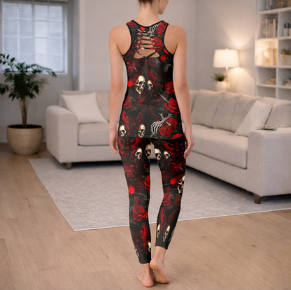Gothic Skull & Rose Noir Tanktop and Leggings