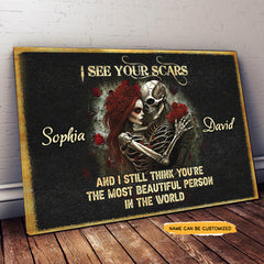 See Your Scars - Custom Personalized Names Gothic Skull And Roses Canvas